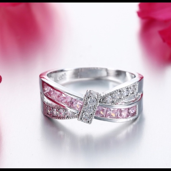 NEW Ring Sterling Silver 925 CZ and Pink Sones. - Picture 2 of 4
