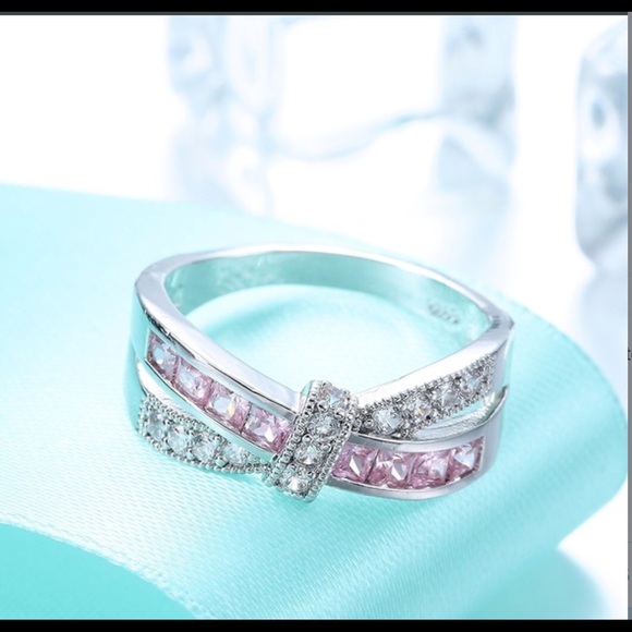 NEW Ring Sterling Silver 925 CZ and Pink Sones. - Picture 3 of 4