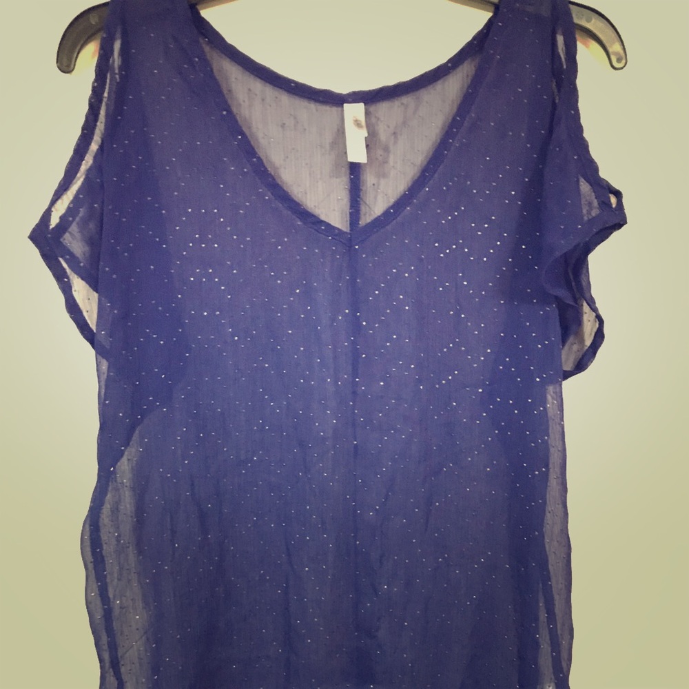 Xhilaration Sheer Blue Sparkly Blouse