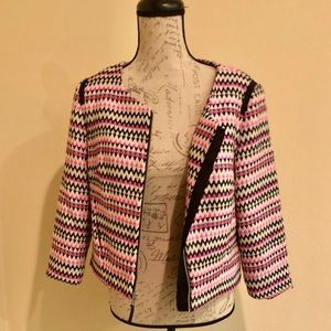 Milly tweed front chevron zip jacket multicolor 8