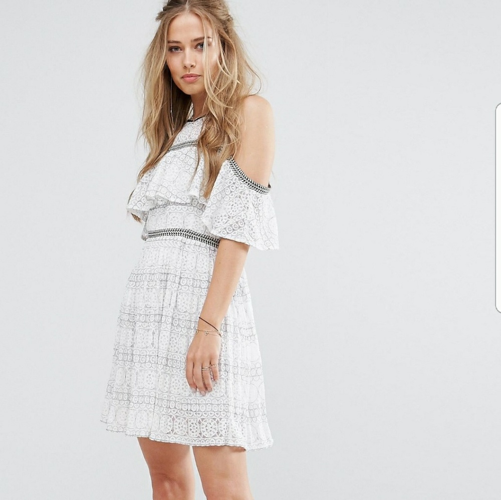 Asos x Foxiedox Off Shoulder Ruffle Lace Dress
