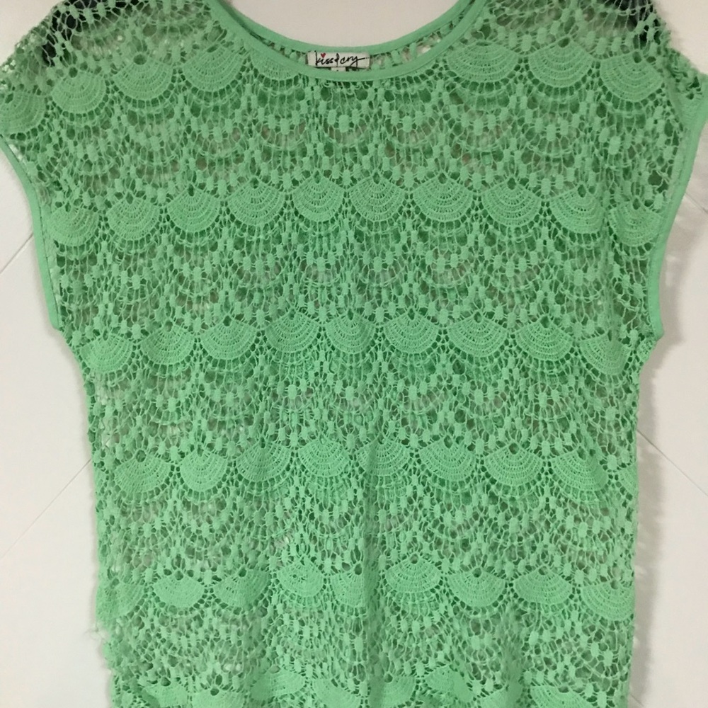 Kiss&cry mint green lace blouse