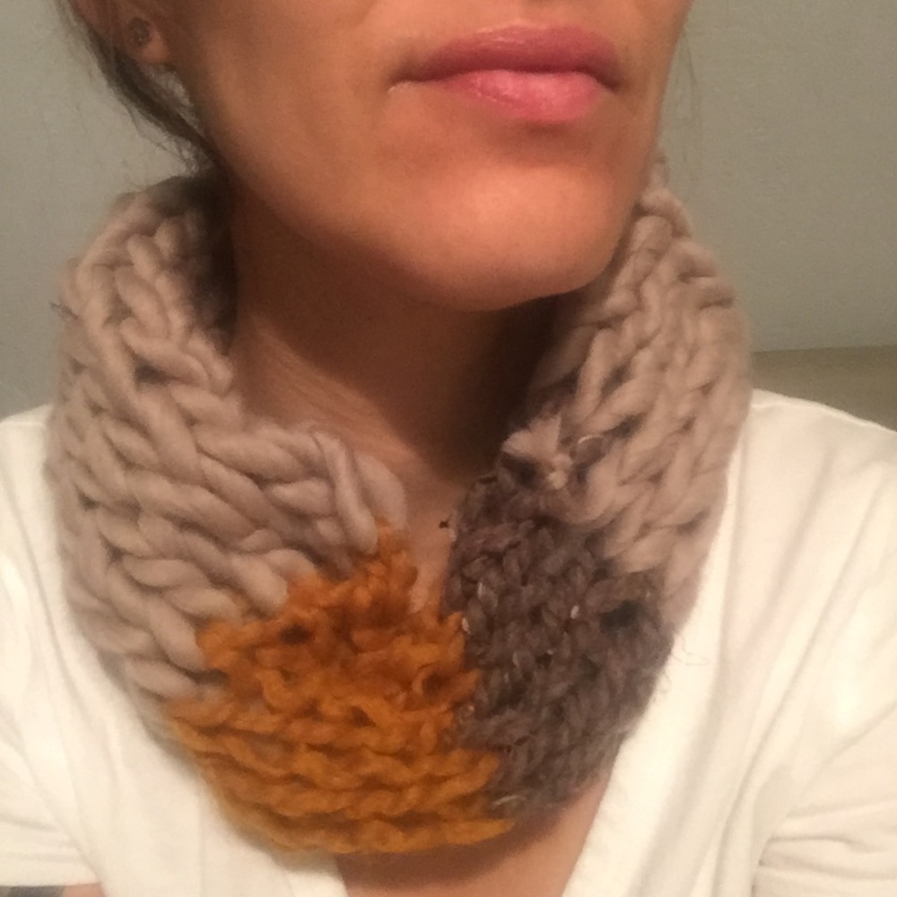 Finger knitted scarf