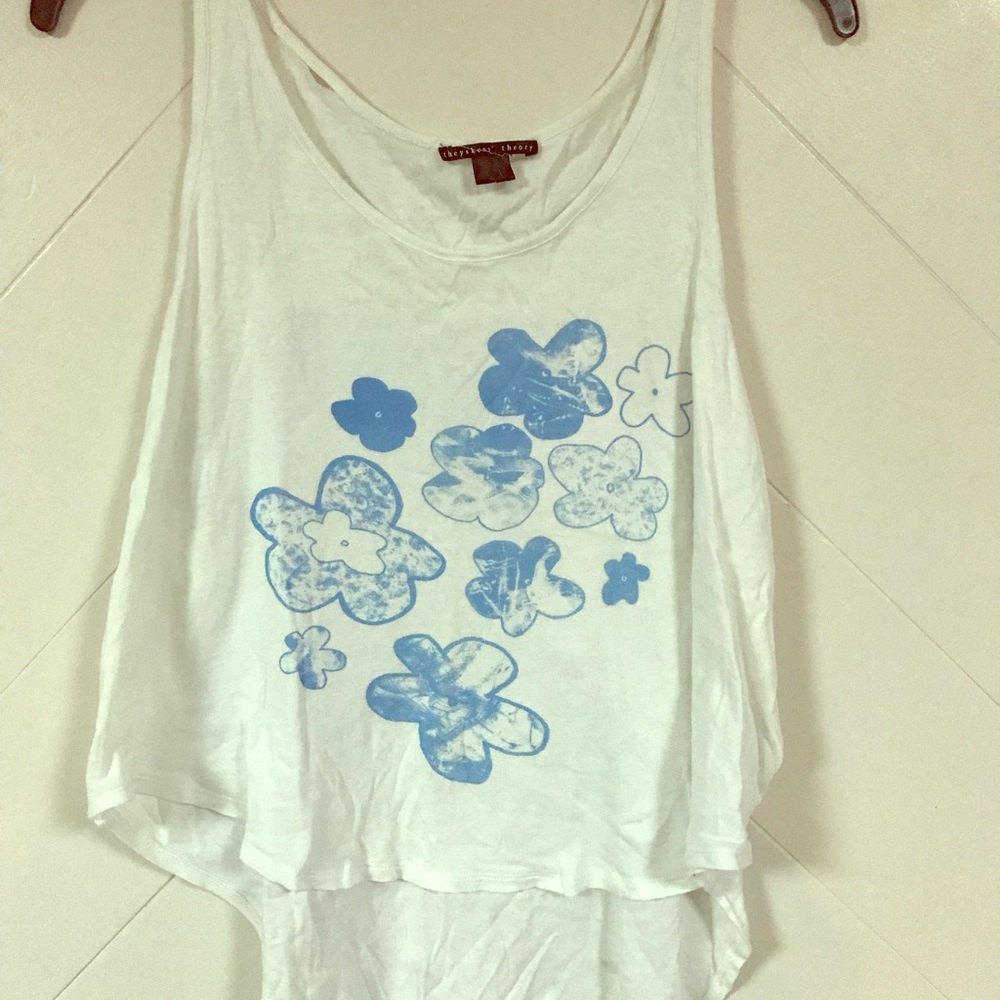 “theyskens’ theory” white and blue floral tank