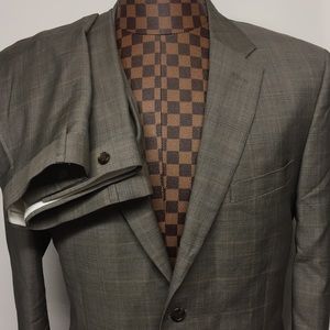 Jones New York- Taupe Wool Glen Plaid Suit 42R NWT