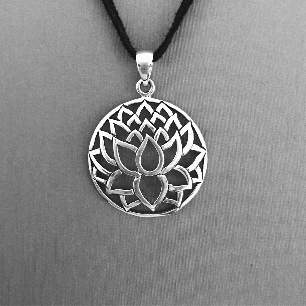 Sterling Silver Lotus Silhouette Pendant