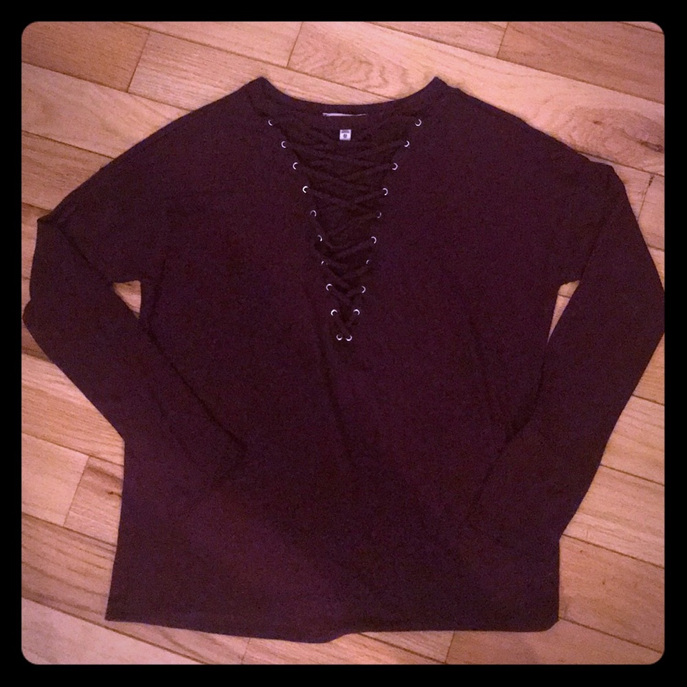 Deep V crisscross long sleeve