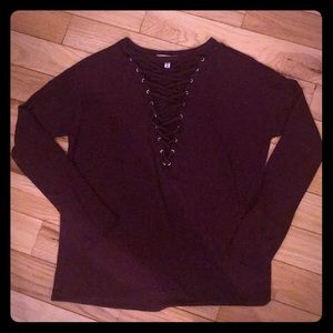 Deep V crisscross long sleeve