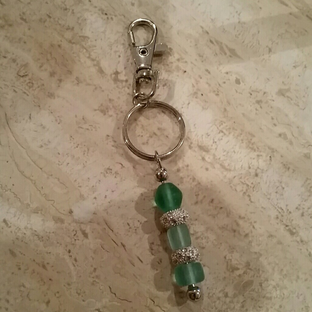 Seaglass & Rhinestone Key Chain - Picture 2 of 4