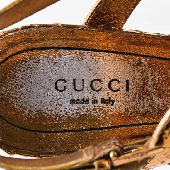 🔥🔥SOLD🔥🔥 Gucci gold python sandals size 38.5 - Picture 4 of 4