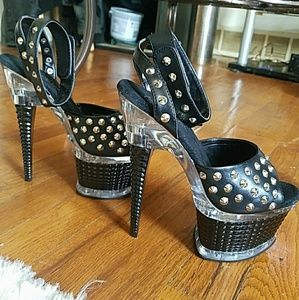 Spiky black stillettos