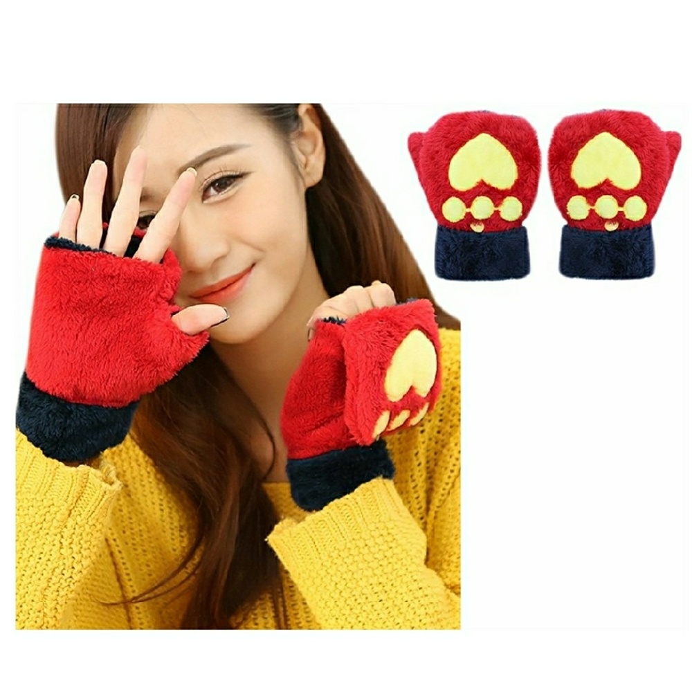 Winter Lovely Cute Women Bear Cat Claw Paw Mitten