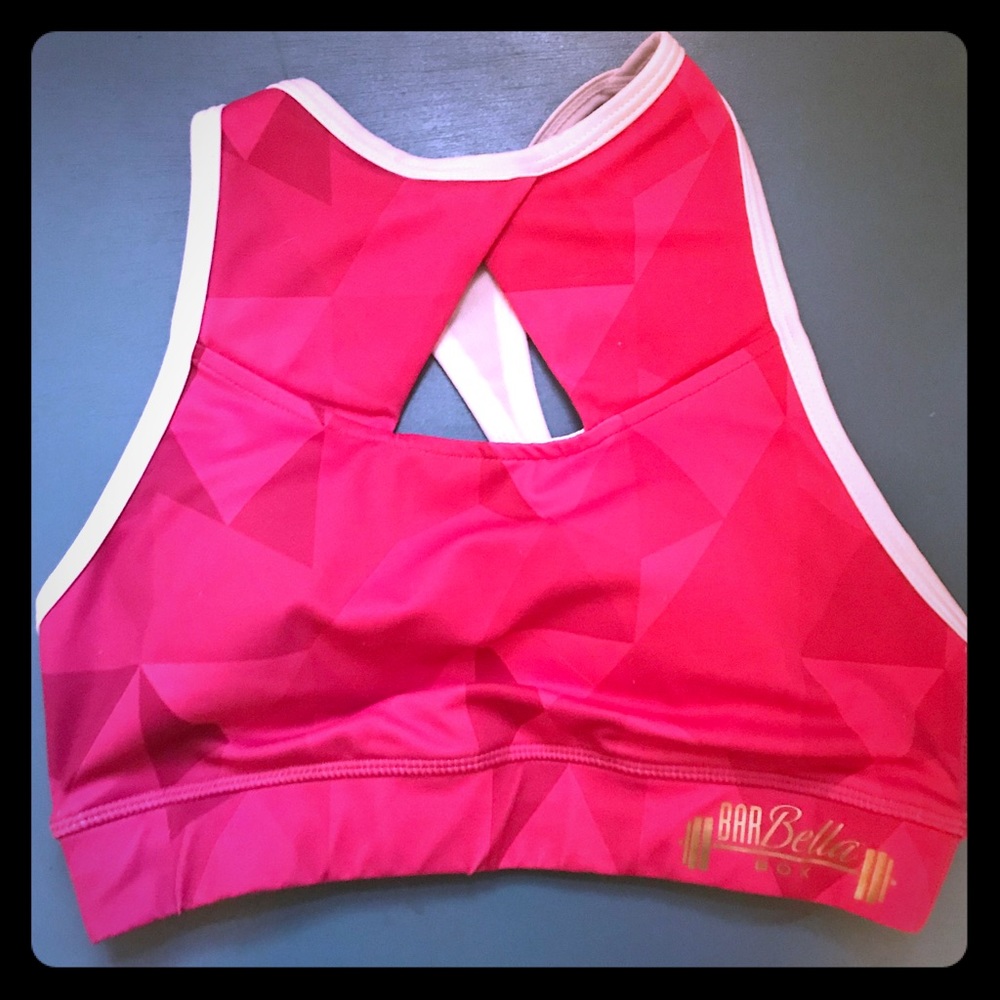 Hot Pink Barbella Box Chestee sports bra Sz 6