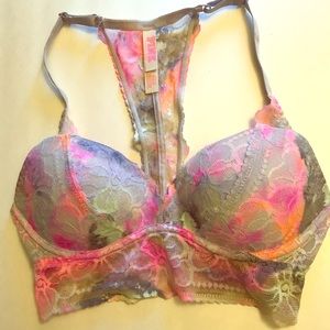 Padded lace pink bralette