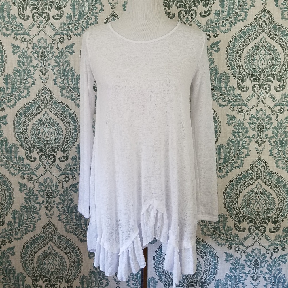 Long-Sleeved, Light-Weight Ruffled Tunic