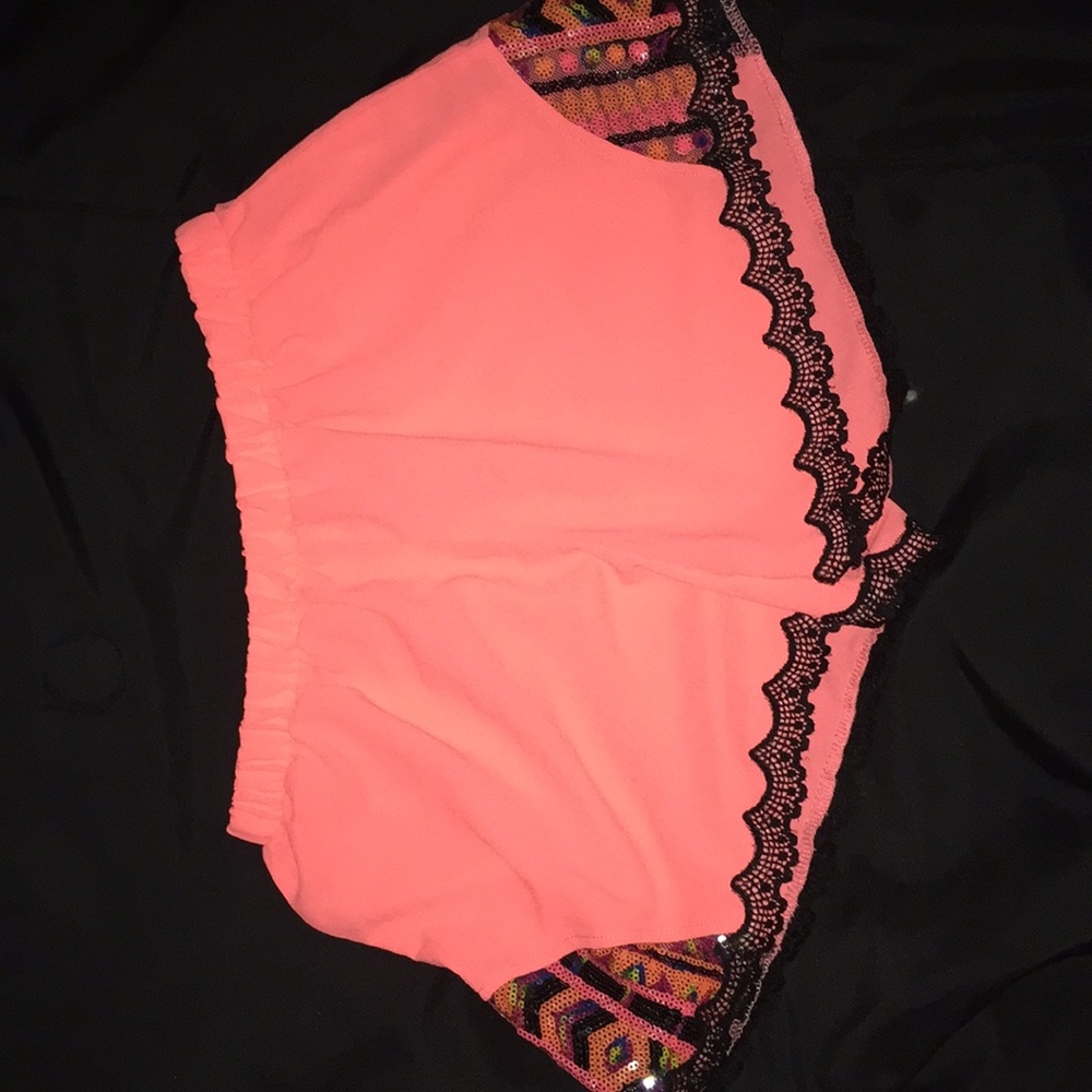 Solemio Los Angeles Coral Sequin Shorts
