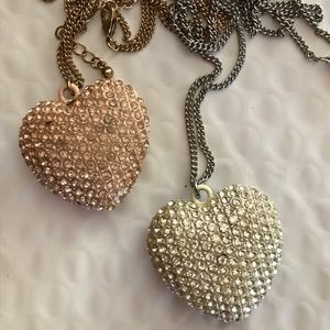 2 Forever 21 Diamond Heart Necklaces