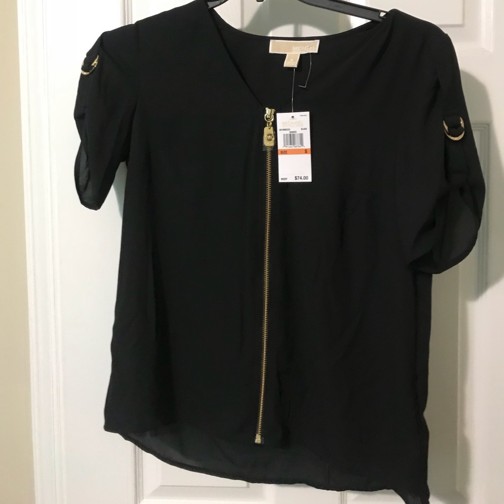 NWT Michael Kors zip front blouse.