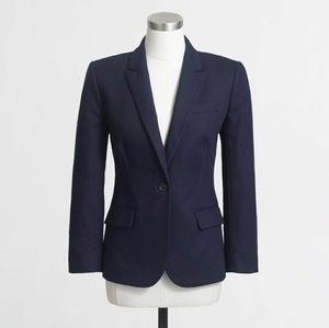 J Crew Navy Cotton Suiting Blazer