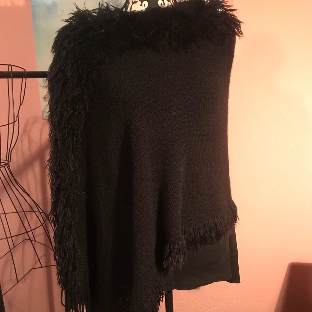Fur trimmed Poncho