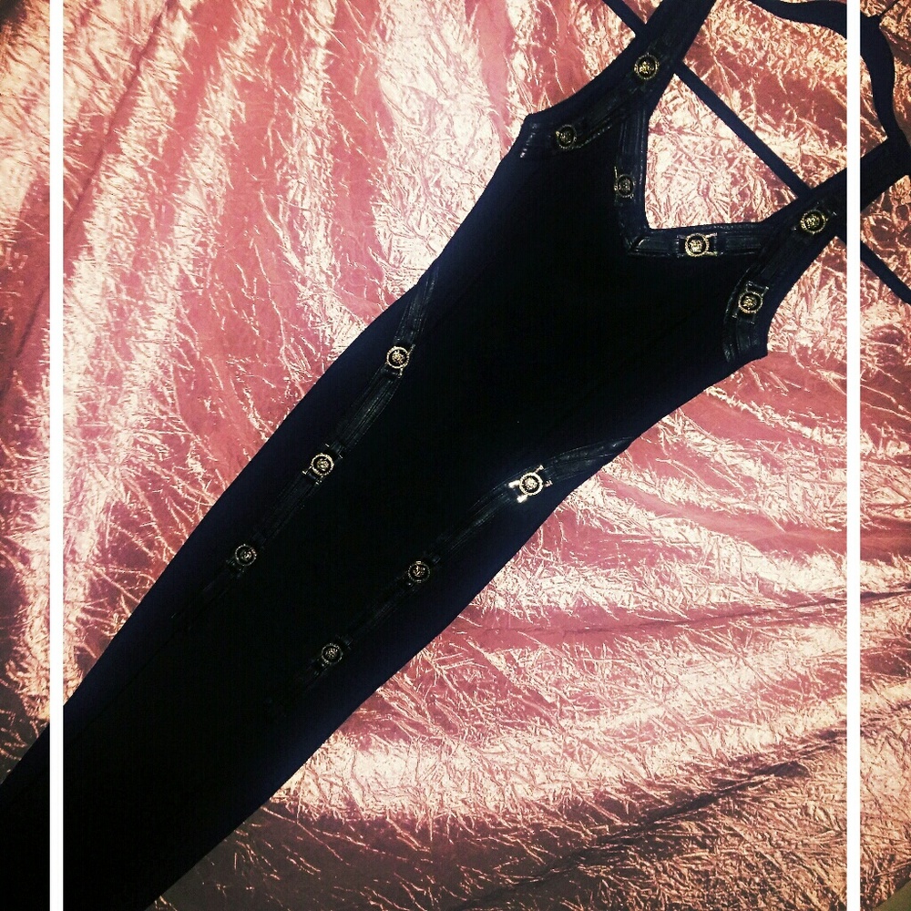 Vintage Evening Dress, High End, Leather Trim
