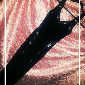 Vintage Evening Dress, High End, Leather Trim