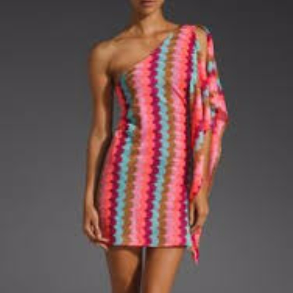 Karina grimadi zig zag neon knit mini dress