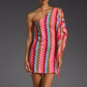 Karina grimadi zig zag neon knit mini dress