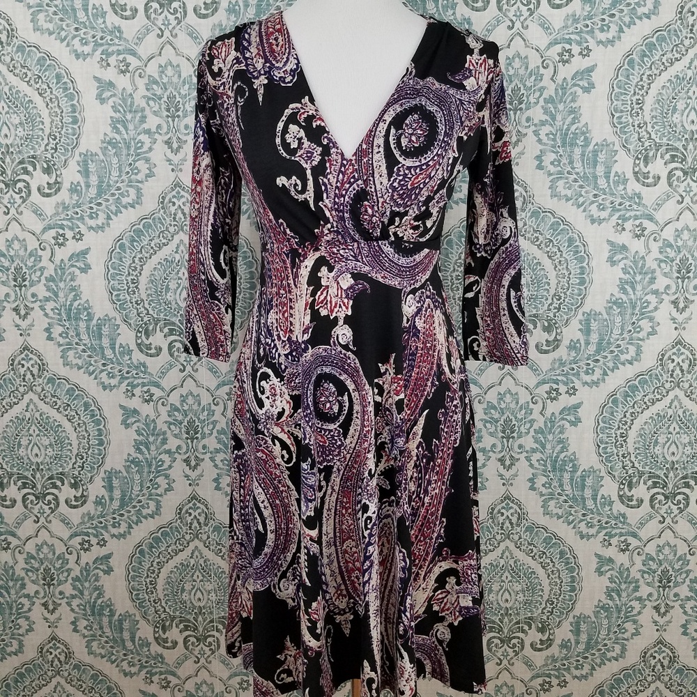 3/4 Sleeved, V-Neck, Wrapped Top Dress