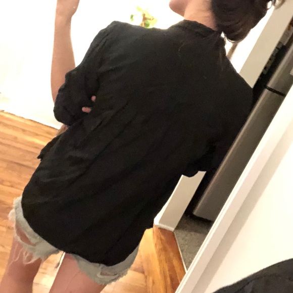 Vintage Joanna Black Silky Relaxed Long Sleeve Button Down Top Shirt Blouse M - Picture 14 of 16