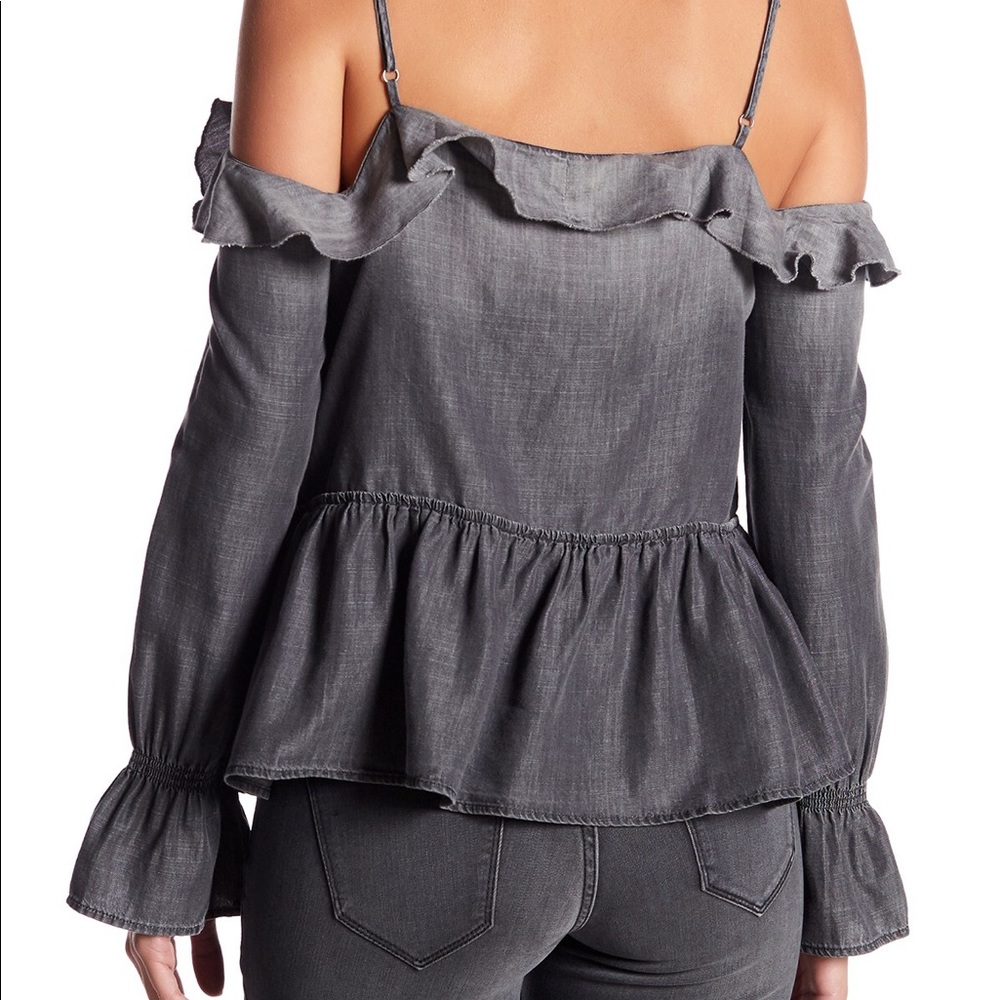 William Rast Wolfe Cold Shoulder Ruffle Top - Picture 2 of 2