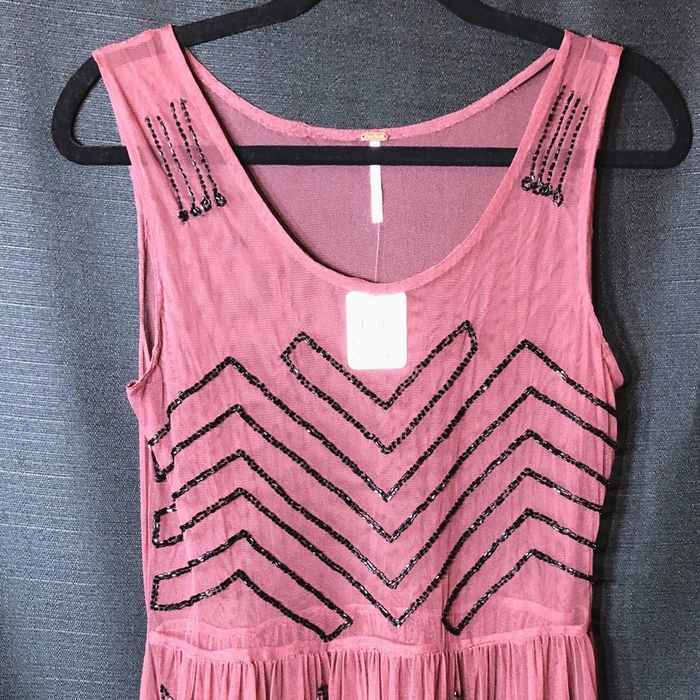 Free people Mesh tunic embroidered