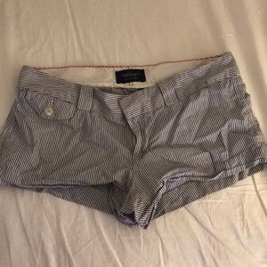 American Eagle blue and white striped shorts