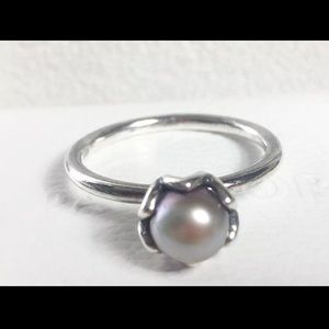 Pandora grey pearl sterling silver ring