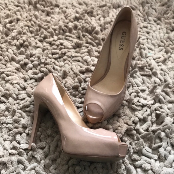 Guess Shoes - Like New Guess Nude Peep Toe Pumps