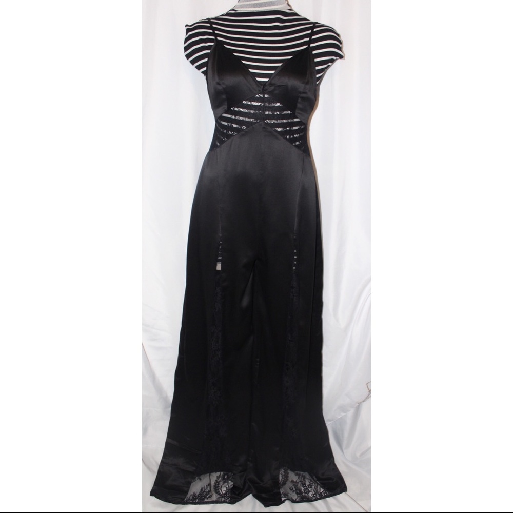 Nasty Gal Jumpsuit black, Satin & Lace Nwot