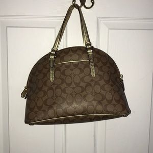 Coach Tan, Brown, and Gold Purse