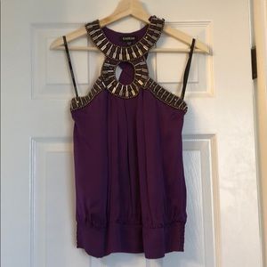 Bebe XXS Embellished Collar Halter Top