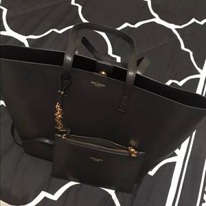 Saint Laurent Black Leather Tote