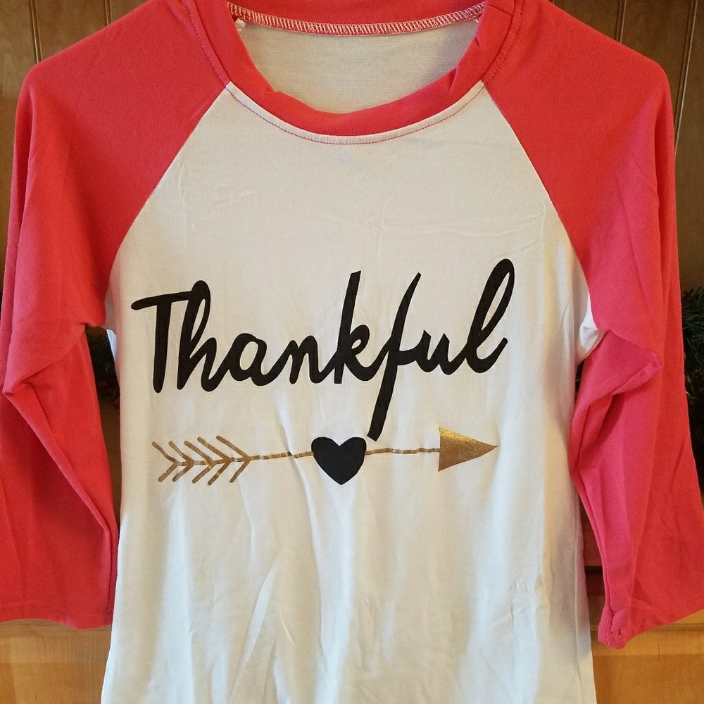 3/4 Sleeve Thankful T- shirt