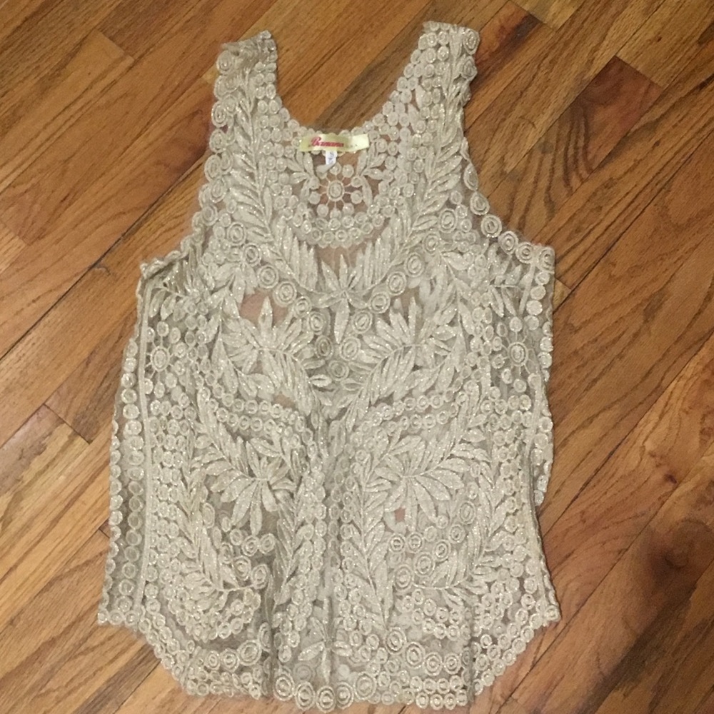 Gold embroidered tank glitter