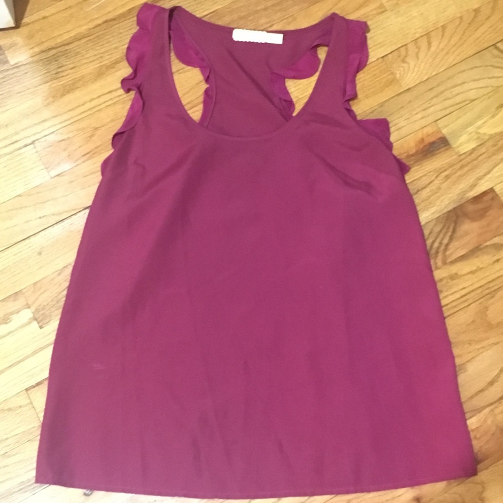 Ruffle racer back top berry fuschia