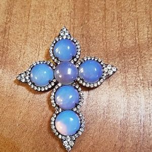 Cross pendant moonstone and cz