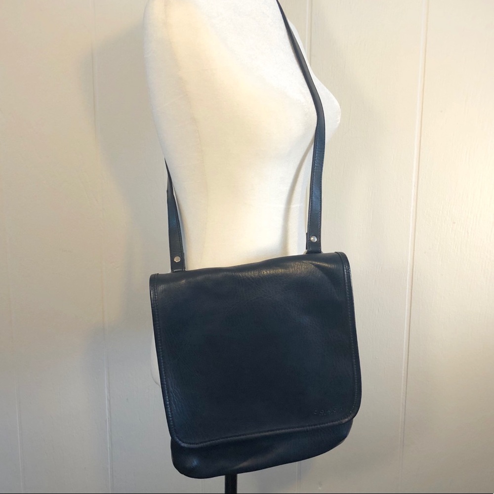 Vintage COACH NEW YORK Embossed Crossbody Navy Bag