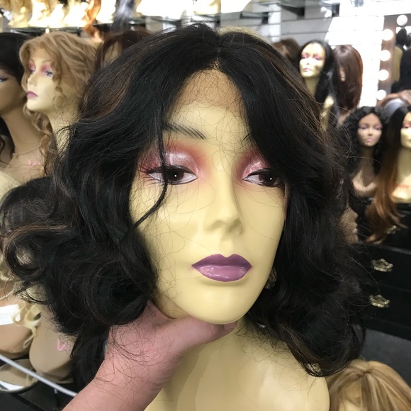 Wig Swisslace Shoulder Length Deep Wave highlights