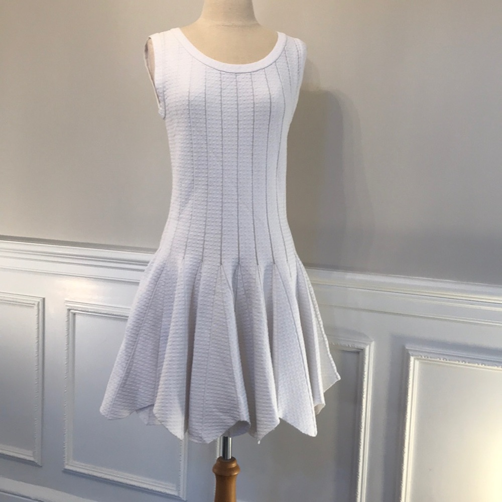 NWT JONATHAN SIMKHAI White Dress Mini Knit Ruffled