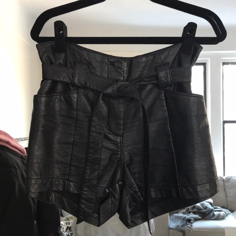 Black Faux Leather Shorts