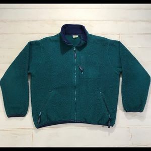 Vintage LL Bean Fleece Sherpa Fuzzy Sweater Sz L
