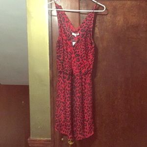 Parker red black leopard halter neck dress