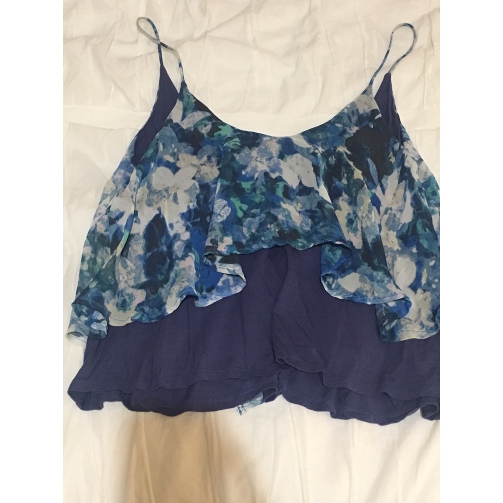 Floral printed layered spaghetti strap tank